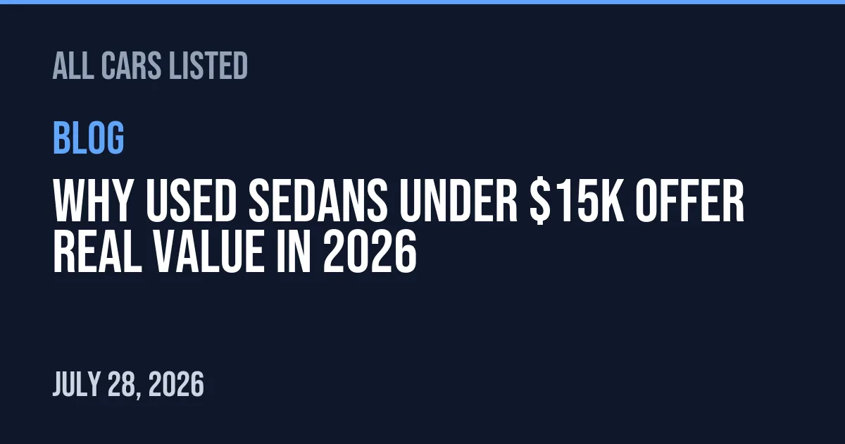 Why Used Sedans Under $15K Offer Real Value in 2026